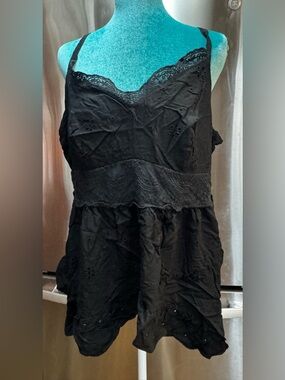 Torrid Black Lace-Trim Eyelet Tank Top - Women xl
